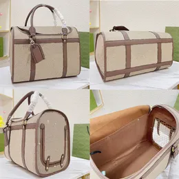 24S Luksusowy projektant torby na nośnik zwierząt dla psów Torba dla psów Klasyczna wentylacja psa Travel Outdoor Cat Pte Net Case TOTE TOBE Web Beige Ebony Supreme Canvas Mesh Podwójne uchwyty