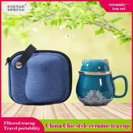 Teaware Sets 3-PC Set China-Chic Ceramic Filter Tea Cup Cartoon Teacup With Liner Water Separating Make Mug Portable