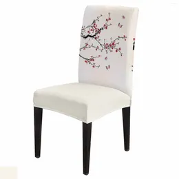 Chair Covers Plum Flower Pink Butterfly Chinese Style Cover Stretch Elastic Dining Room Slipcover Spandex Case For Office