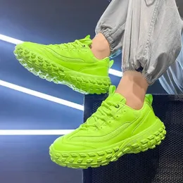 Casual Shoes 2024 Spring Men's Fluorescent Green Running Sports Trend Resin Sole Dad