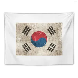 Wandteppiche Vintage gealtert und zerkratzt südkoreanische Flagge Wandteppiche Außendekoration Wanddekoration Hängende Dekorationen