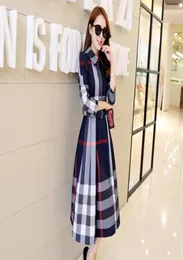 2019 Spring and Autumn New Women039s Plaid Dress LongSleeved Ashaped Long Autumn Korean version av den smala klänningen3651224
