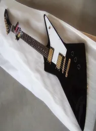 形状のガチョウ1958 Korina Explorerエレクトリックギターブラックは革ケースと一致させることができます4965756