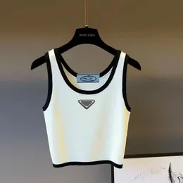 Summer White Women Designer dzianie T-shirt TEE TES Crop Haft Seksowne Off Black Black Tank Top Niepowtarzalne koszule Luksusowe projektant kamizelki stałych kolorów