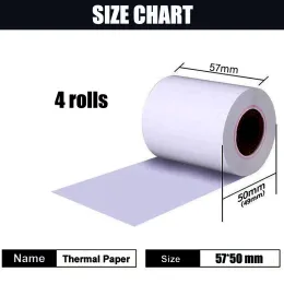 종이 열지 57x 50mm 4 롤스 금전 등록기 58mm pos 프린터 10m Paperang Peripage 미니 프린터 용 긴 모바일 블루투스