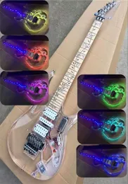 Chitarra elettrica acrilica colorata a LED LED con floyd rose bridgehsh pickupscan essere personalizzato9454243