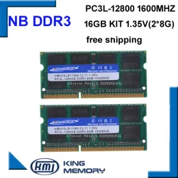 RAMS KEMBONA NUOVO laptop SODIMM SEDIMM SEGILE RAM DDR3L 16GB (kit di 2 pcs ddr3 8gb) 1.35 V PC3L 12800s a bassa potenza 204pin RAM Memoria