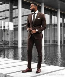 Brown Wedding Suits 2019 Slim Fit Bridegroom Tuxedos för män 3 stycken Groomsmen kostym Formell affärsmakare Jackorpantsvest T2566426