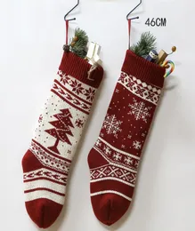 Kinder Weihnachtsbaumsocken gestrickt Weihnachtsbeutel Strumpf hängende Socken für Geschenktüten Wolldekorationen Süßigkeiten Geschenksocken 20pcs2246210
