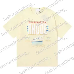 Rhude Shirt Ins Het Spring Summer TシャツAmerican Luxury Rhudes Skateboard Mens DesignerTシャツ女性男性カジュアルグッドルードTシャツ162