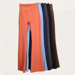 Ll ioga calças largas ranhura de verão lycra tecido damas altas cintura slim fit well sino bottom calça mostra pernas longa yoga fitness let moda vermelha