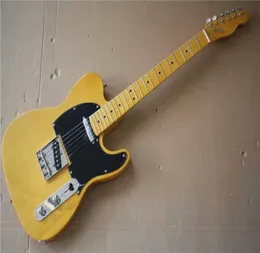 빈티지 튜너 스마트가있는 공장 사용자 정의 라이트 노란색 전기 기타 Fretboardblack PickGuardRound Jackcan BE CUSTOMIZED1051632