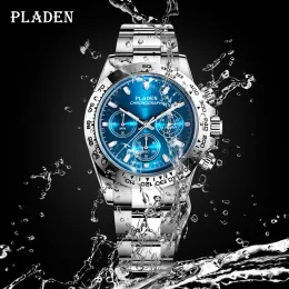 Kits Pladen New Watch for Men Stainless Aço Cronógrafo Esporte Esporte Avanço de Varro -Debata Luminoso Divulga Male Macho Dropshipp 2023