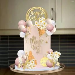 Zapasy imprezy Ball Cake Topper jasnobrązowe dekoracje boho na wesele baby shower urodzin Daisy Flower Temed