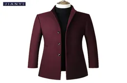 남자 양모 블렌드 코트 가을 겨울 새로운 단색 고품질 남성 양모 재킷 미드 길이의 단일 브라스트 정지 상태 코트 9779824