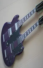 6 12 string purple doublenecked electric guitar with black pickup high quality to provide personalized customization service8828610