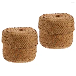 مزهريات 2 PCS مربع زهرة Sundries الحاوية مصنوعة يدويًا سلال تخزين سلة سلة صغيرة