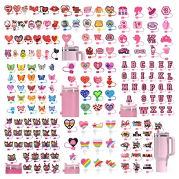10mm new reusable silicone cute animal drinking straw tips cover topper wholesale Cow rubber straw charms toppers