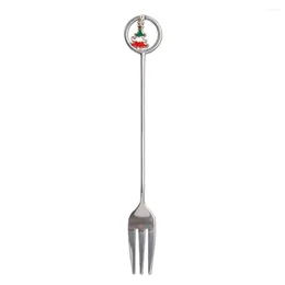 Forks Fruit Scene Scele Scele Scene Festive Stainless Aço Conta de neve Design de Snowman para sobremesas de café de café Conjunto de colheres de Natal