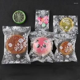 선물 랩 100pcs 서리가있는 반투명 기계 밀봉 달걀 노른자마 케이크 자체 밀봉 가방 향기 차 구운 과자 비스킷