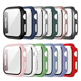 Vidro temperado+tampa para Apple Watch 9 8 41mm 45mm 42mm 38mm PC Case de protetor de tela para pára -choques para série IWATCH 7 6 5 4 SE 44mm 40mm