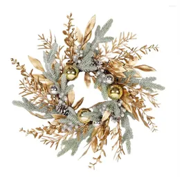 Decorative Flowers 50cm/19.6 Inch Artificial Christmas Wreath With LED Lights For Home Wedding Farmhouse Holiday Decor