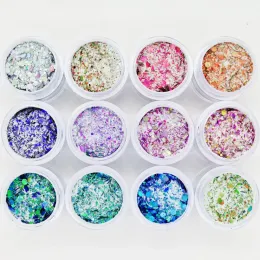 Bottles 12bottles/set 3 in 1 Acrylic Glitter Powder Nail Art Dipping Extention Carving Powder Sequins Decorations Dust Kit Bulk Tc#038