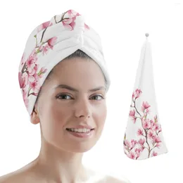 Handduk Plante Plum Blossom Branch Farterfly Microfiber Quick Dry Hair Lady Cap Absorberande huvud Badverktyg