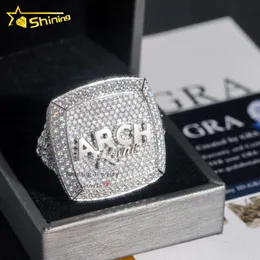 Пользовательские VVS Moissanite Diamond Hip Hop Ring 925 Silver Soild Hip Hop Moissanite Jewelry Jewelry Custom Championship Rings для мужчин