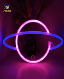 LED Planet Neon Sign USB Strip Holiday Lighting Christmas Home Room Party Decorative Wall Night Lights for Kid Gift8088381