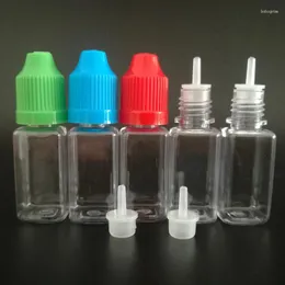 Depolama Şişeleri 200pcs 10ml açık kare şekle Doldurulmuş Şişe Pet Boş Plastik Damlalı Flakonlar E Sıvı Oje için Çocuk geçirmez ile