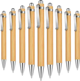 Bambu pennor trä infällbar kulspets penna svart bläck 1mm hållbart skrivande miljövänlig bambu pennor bulk för hemmakontorskolan leveranser skrivande gåvor