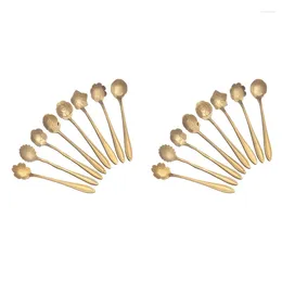 Coffee Scoops 16Pcs Flower Spoon Teaspoon Set Stainless Steel Dessert Sugar For Tableware Kitchen Cafe Bar