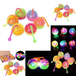 New 1Pc Kids Glowing LED Light Up Flashing Soft Prickly Massage Ball Elastic Funny Children Anti Stress Squeeze Toys