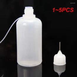 Lagerflaschen 1-5pcs Nadelrohr leerer Plastikflaschen unter-passende Pinloch-Tank-Squeeze Spitzmund weich