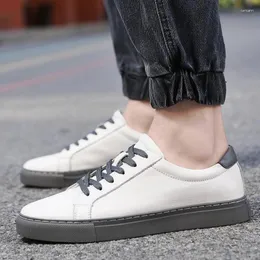 Casual Shoes Spring High Quality äkta läderbräda Män snörning Sydd tråd utomhus sneakers stor storlek 36-49