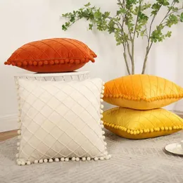 Pillow Decorative Pillowcase With Tassel Plush Rhombus Shape Design Case Household Supplies