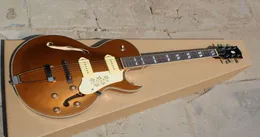 Najwyższej jakości nowy styl FHOLE Half puste ciało P90 Pickup Goldtop Jazz Electric Guitar w Stock8236158