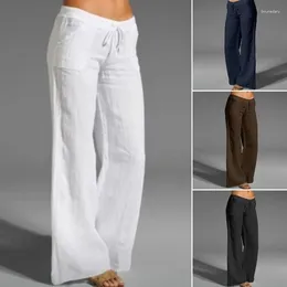 Calça ativa 2024 mulheres amarrar linho de algodão casual branco preto cáqui respirável primavera verão calças retas s 4xl