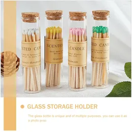 Vases 24 Pcs Bottle Glass Vial Storage Powder Vials Clear Cork Liquid Little Bottles Wood Mini Sample Sampling