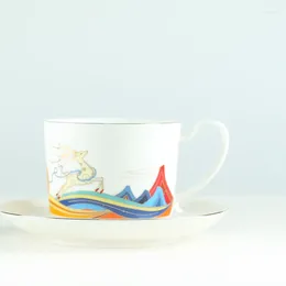 Xícaras pires chineses caneca de café da manhã original tigelas tigelas de mesa de mesa de mesa de porcelana lindas bandejas de chá de xícara de chá