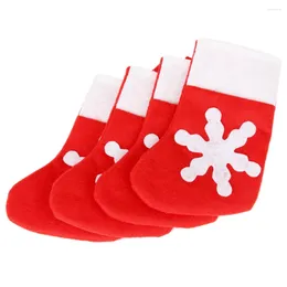 Kitchen Storage 6pcs Christmas Fork Bags Snowflake Sock Shape Tableware Silverware Holder Household Goods El Supplies