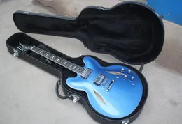 Dave Grohl DG 335 metalik mavi yarı içi boş gövde caz elektro gitar guitarra bölünmüş elmas kakma çift f delikler Chrome Hardwar922714