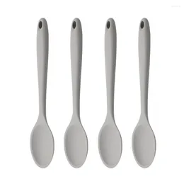 Spoons 4 Pcs Silicone Spoon Honey Decor Kitchen Utensils Mixing Coffee Non-stick Silica Gel Supplies Serving