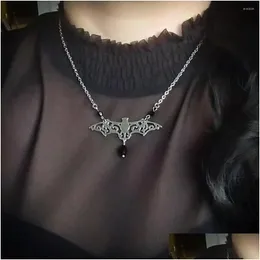 Colares pendentes Moda Moda Vintage Punk Gothic Bat Colar para mulheres Animais Chegar Chain Chain Halloween Collar Hip Hop Girls Jewelr Dhlvp