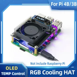 Ratos Raspberry Pi Fan Intelligent Temperature Control Programável Ventilador OLCD Placa de Extensão de Exibição para Raspberry Pi 4 Modelo B 3b+ 3b