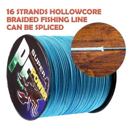 Lines Dorisea 16 Strands 100M 2000M Hollow Core100％PE Extreme編み釣り線20lbs500lbsアシストラインブルー