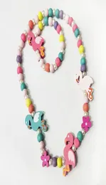 Ins 5 styles kids necklace sets accessory Colorful beads Bird Flower Rainbow Charm Beads necklacebracelet kids girl Birthday Jewe7365151