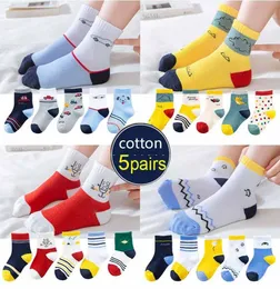 Men039S SOCKS 5PAIRSLOT Kids Söta flickor Fashion Boy Bomull Rand Tecknad djur Summer Toddler Sticked Kawaii Baby Warm Wint8616261