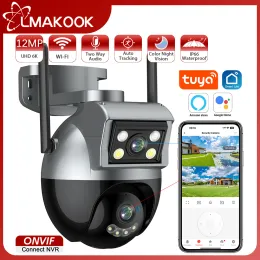 Telecamere LMAKOOK 6K 12MP WiFi Dual Lens PTZ Camera a doppio schema AI Tracciamento umano Outdoor 4K Sicurezza CCTV Sorveglianza IP Camera Tuya